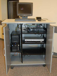 media cart doors open