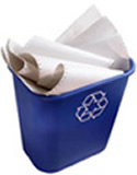 Recycling bin full of papers