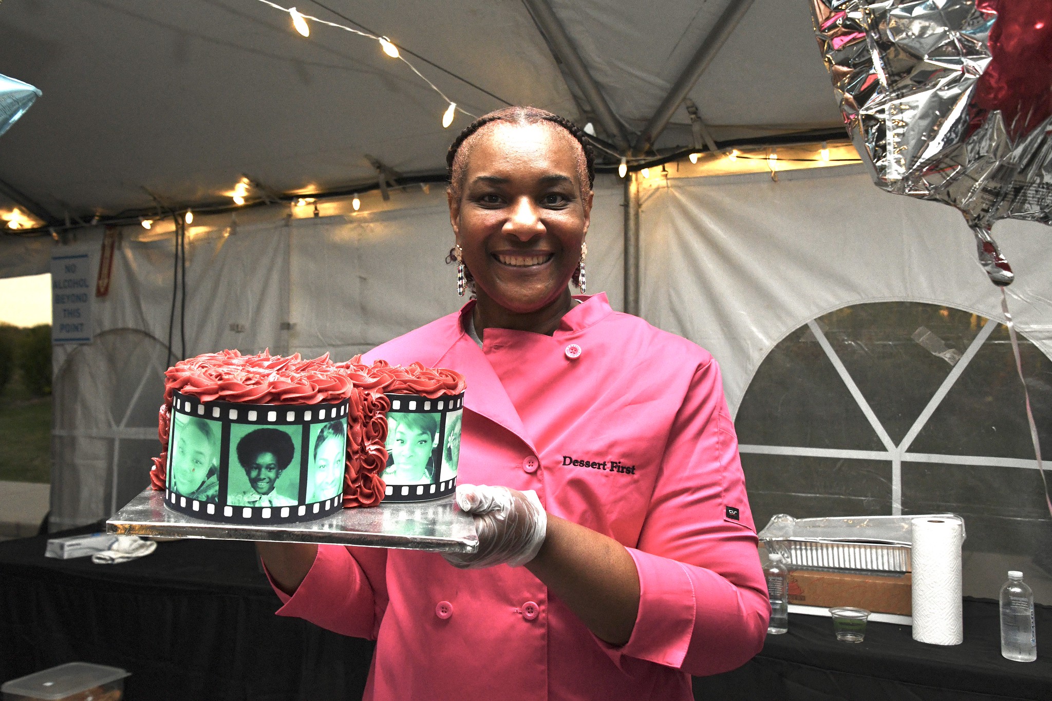 Sweet Business Success: KVCC alumna Meka Phillips poses with one of her signature cakes as owner of Dessert First.