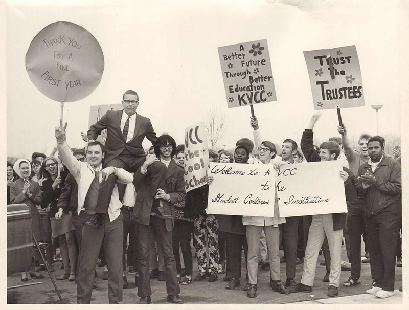 Celebrating KVCC: Students celebrate the leadership of KVCC and the school's first successful year of classes (1969).